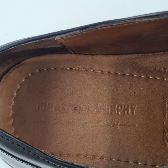 Johnston & Murphy Mens Cap Toe Leather Heritage Black Derby Shoes Size 8.5 M